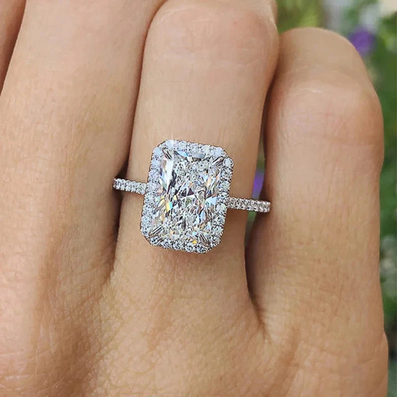 Light luxury Classic 925 sterling silver square Moissanite RingCHINA10
