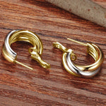 Two-Tone Cross Hoop Earrings for Women