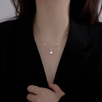 Fashion 925 Sterling Silver Round Zircon Necklace Minimalist Style Charm Choker Pendant Party Gift For Women's Fine Jewelry