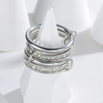 Stainless Steel Jewelry 4pcs Luxury Zircon Stack Ringssilver color9