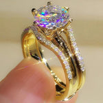 Huitan Rose Gold CZ Ring for WomenT10188