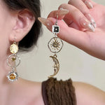 Greek Mythology Face Sun Moon Pendant Creative Design Women Asymmetric Personality Pendant Earrings Party Jewelry Gifts
