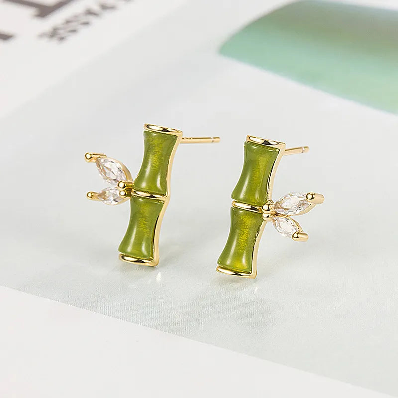 Opal Stone Bamboo Shaped Stud EarringsEarrings
