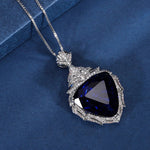 Luxury Vintage 19*20mm Sapphire Pendant Necklace for Women