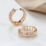SYOUJYO Retro Round Hollow Shiny Natural Zircon Earrings For Women 585 Rose Gold Color Unique Light Luxury Party Jewelry