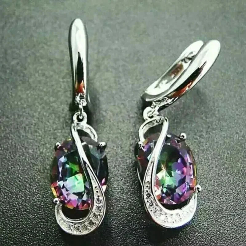 Exquisite Multi-Colored CZ Dangle Earrings for WomenE2391