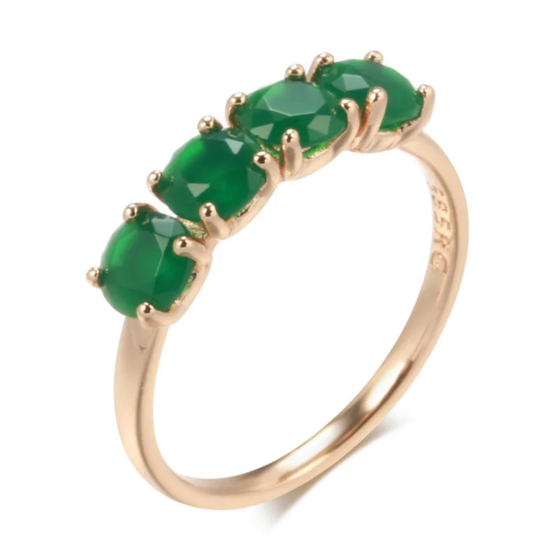 18K Rose Gold Ring Natural Emerald Gemstone Jewelry10Green