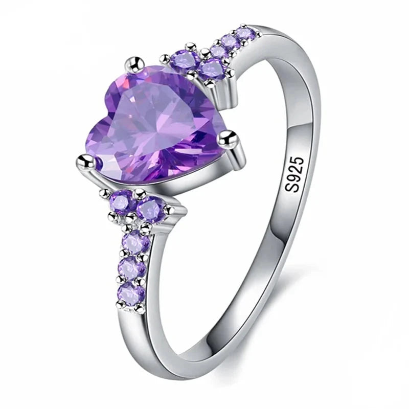 Jewelry Heart Shape Amethyst Gemstone Ringssame as photo7