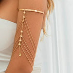Boho Crystal Pendant Cuff Open BanglesGold Color 2CHINA