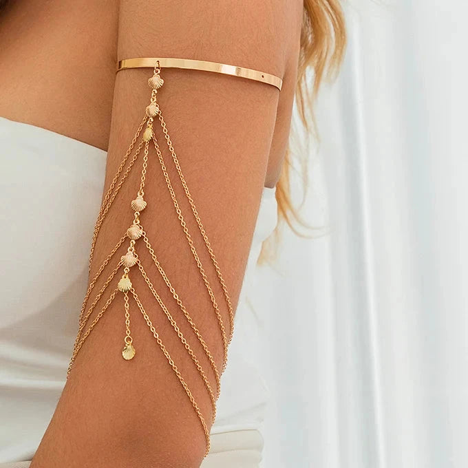 Boho Crystal Pendant Cuff Open BanglesGold Color 2CHINA