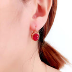 Rose Gold Inlaid Ruby Flower EarringsEarrings