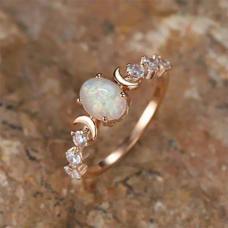 Women's Chic Vintage Ring – Moon & Leaf BandT007312