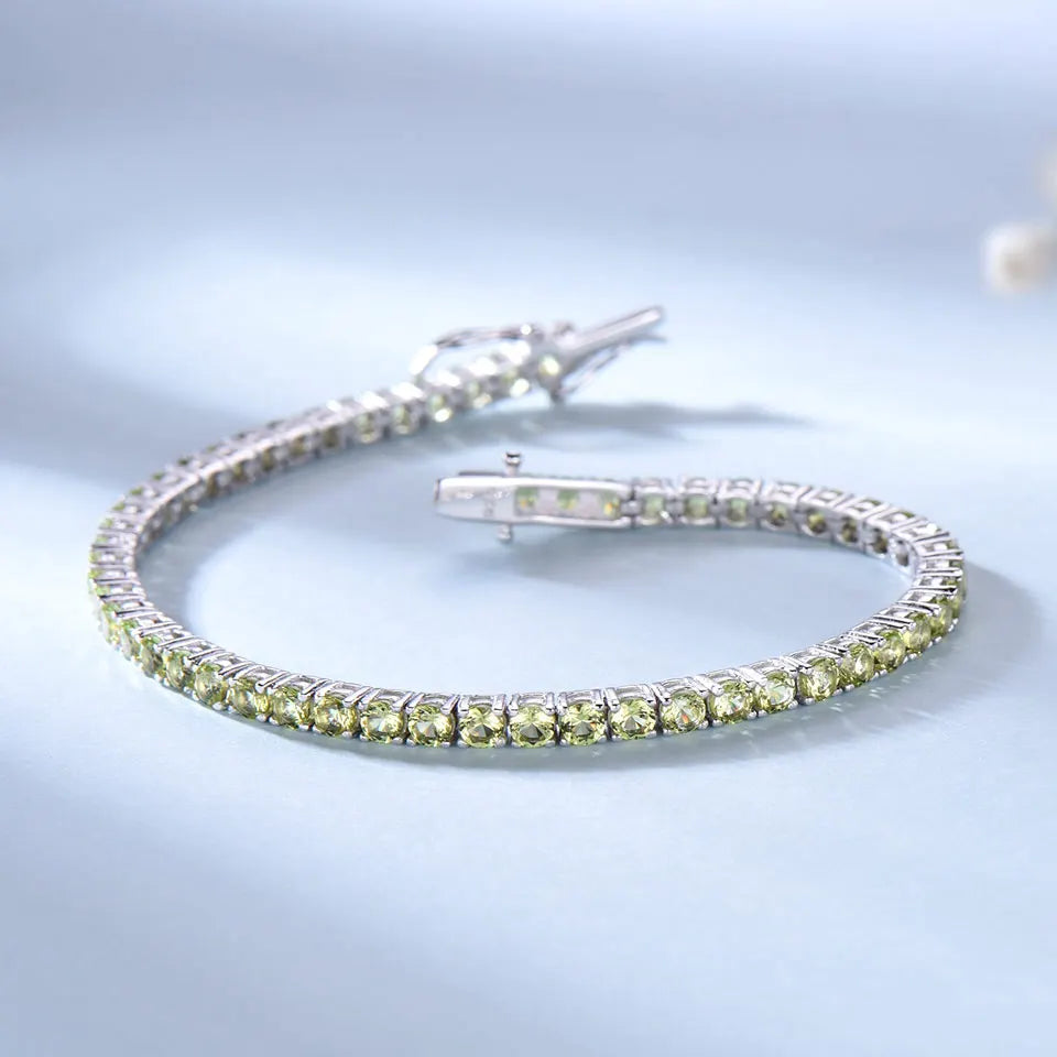 925 Sterling Silver Peridot Tennis Bracelet