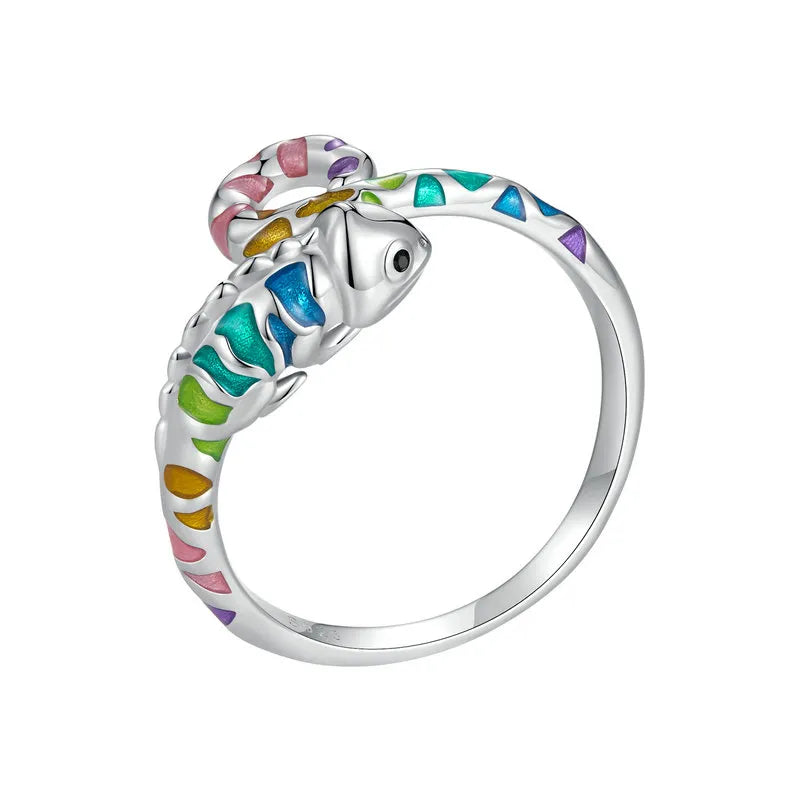 Colorful Chameleon Resizable 925 Sterling Silver RingRing