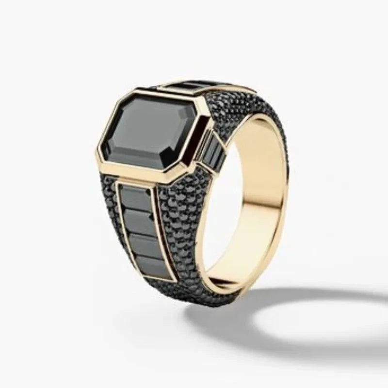 Hot-selling new business alloy inlaid zircon ring European and American men's engagement ring