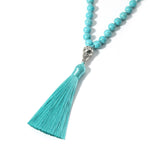 Turquoise Beads Knotted Necklace Meditation