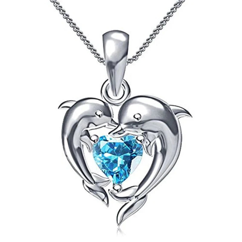 Romantic Love Dolphin Pendant Necklace for Women Exquisite GiftXL86445cm