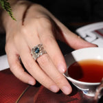 925 Sterling Silver Topaz Ring Lace Hollowing