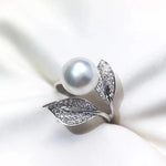 Leaf Design Simulated Pearl Ring for Women