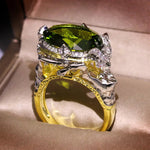 14K Yellow Gold Natural Emerald Gemstone Ring for Women