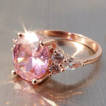 Pink Oval Zircon Ring – Vintage Rose Gold & Silver