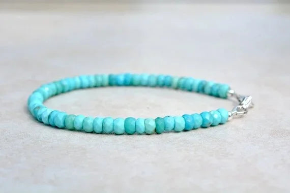 Turquoise Sleeping Beauty Faceted Bead Bracelet