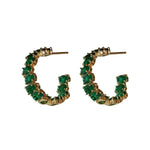 Emerald Zircon Hoop Gold EarringsEmerald