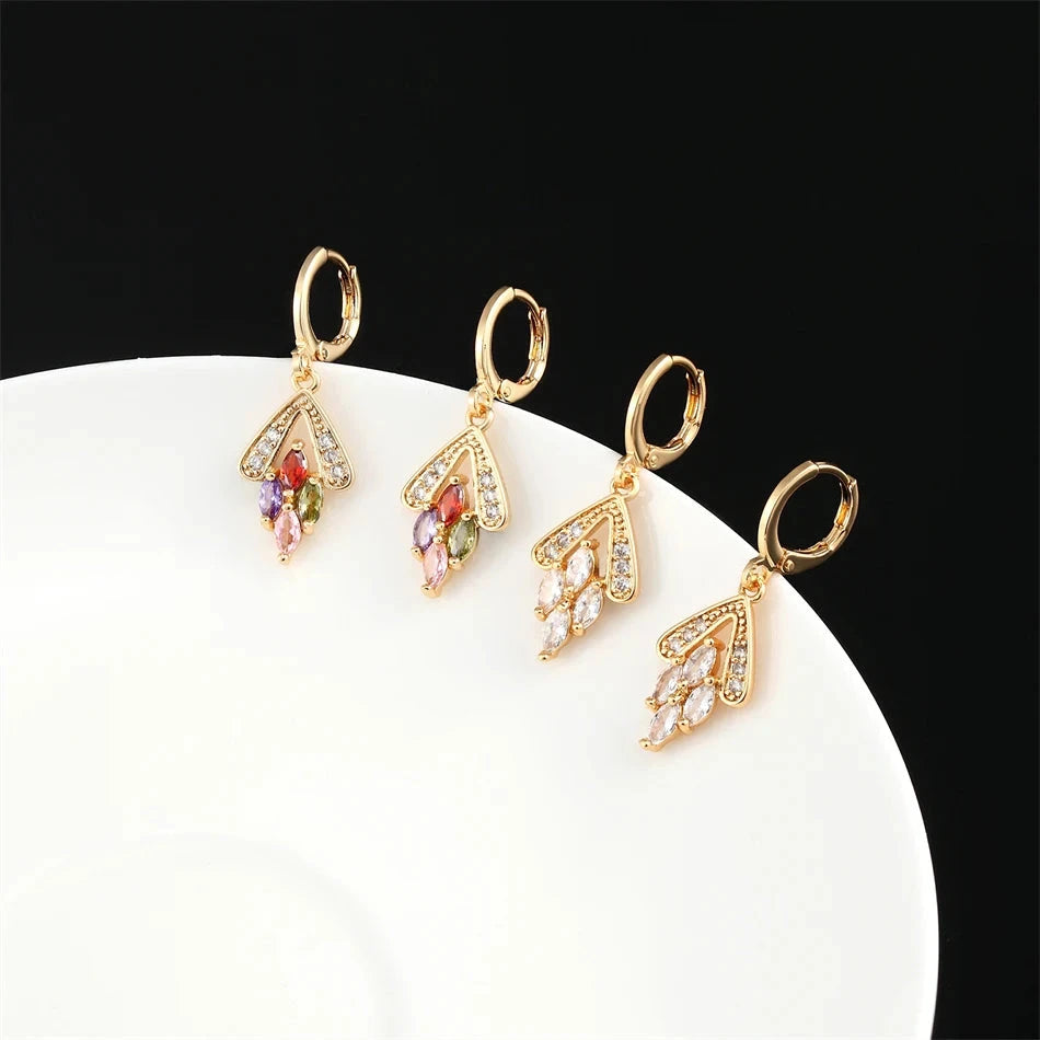 Vintage Leverback Drop Luxury Crystal Dangle Hoop Earrings For Women