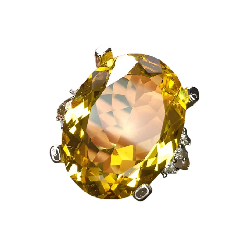 Silver Egg-Shaped Zircon Cocktail Ring
