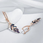 Kinel Hot Purple With Blue Natural Zircon Leaf Drop Earrings For Women 585 Rose Gold and Black Gold Plating Daily Fine Jewelry