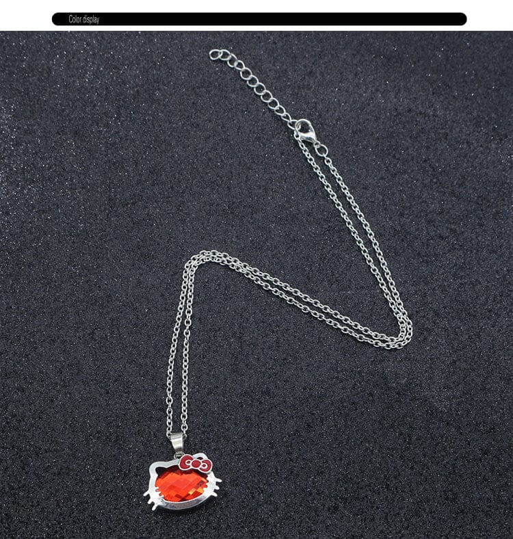 3Pcs/Set Hello Kittys Ruby Necklace Women Bracelet Earrings0necklace