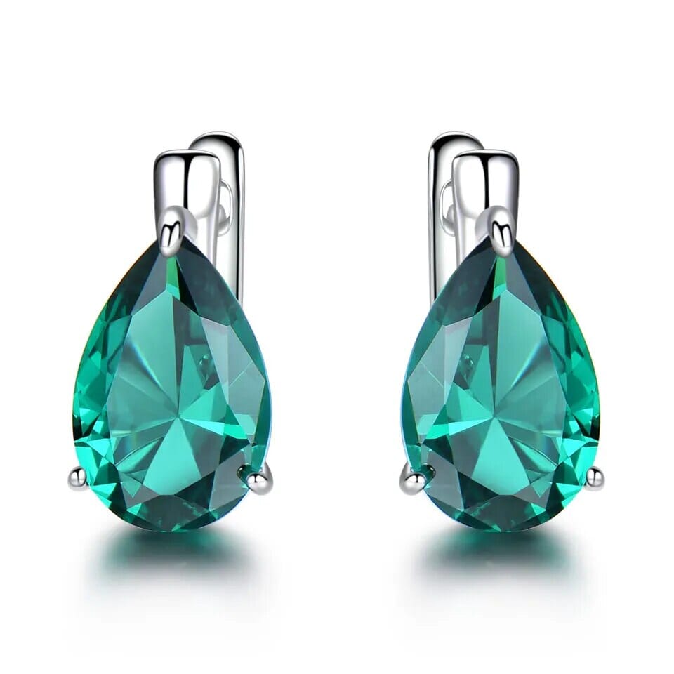 Topaz and Emerald 925 Sterling Silver Clip EarringsEarrings