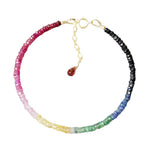 Ruby/Sapphire/Emerlad roundel faceted 3-4mm necklace +bracelet 40cm 16cm