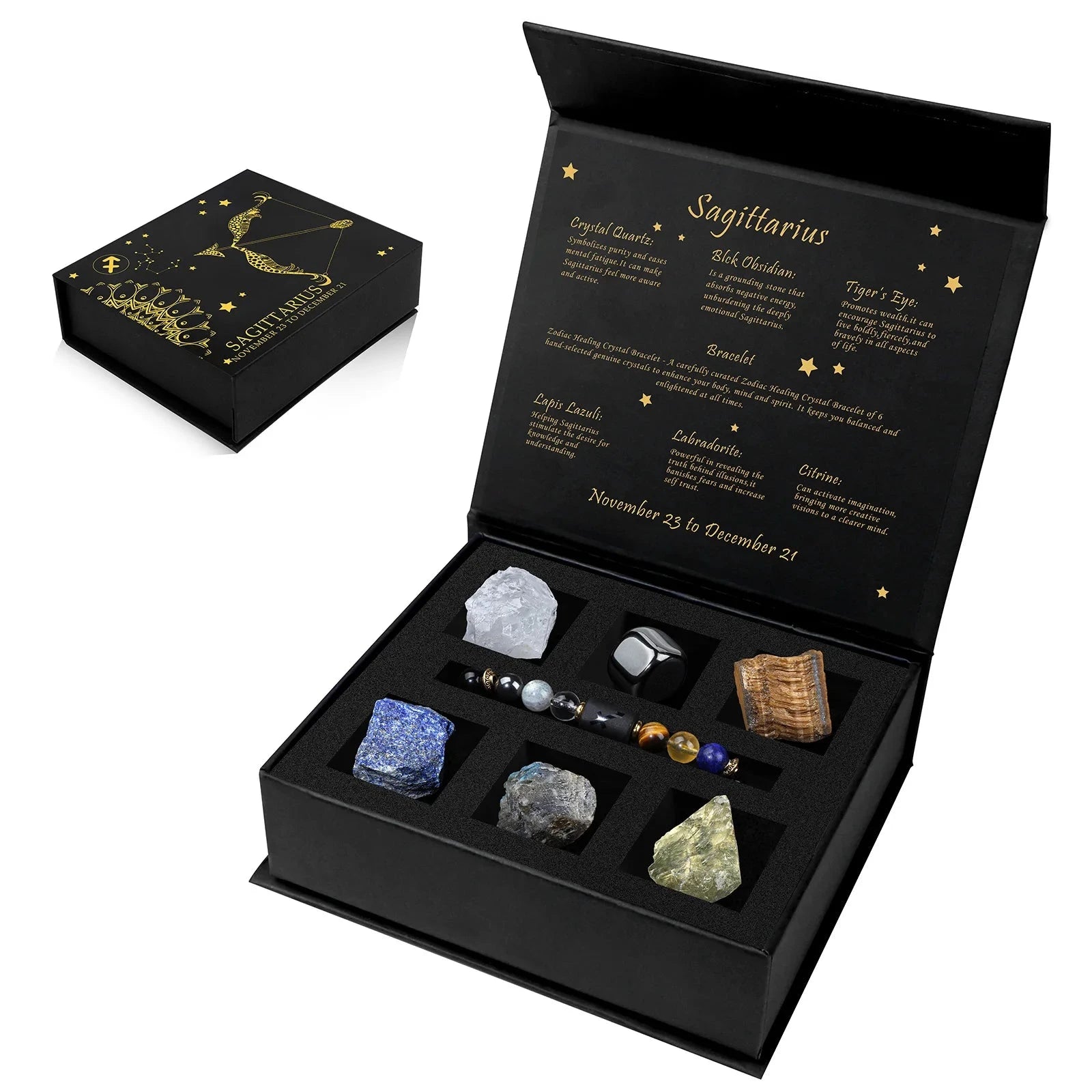 Aries Bracelet Constellation Sign Braided Bracelet With 6 Natural Stone Jewelry for Women/MenSagitt 11.23-12.21