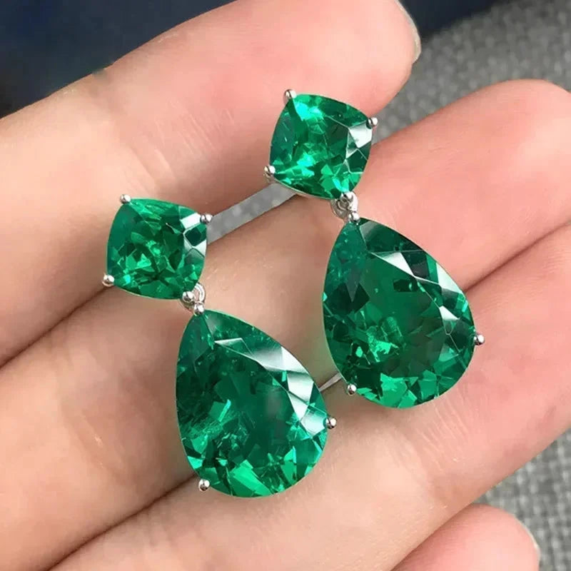 Luxury Green Crystal Drop Earrings – Women's Anniversary GiftE1033