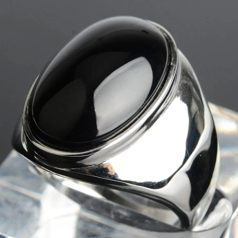 Vintage Gray Cat Eye Stainless Steel RingBlack-S12
