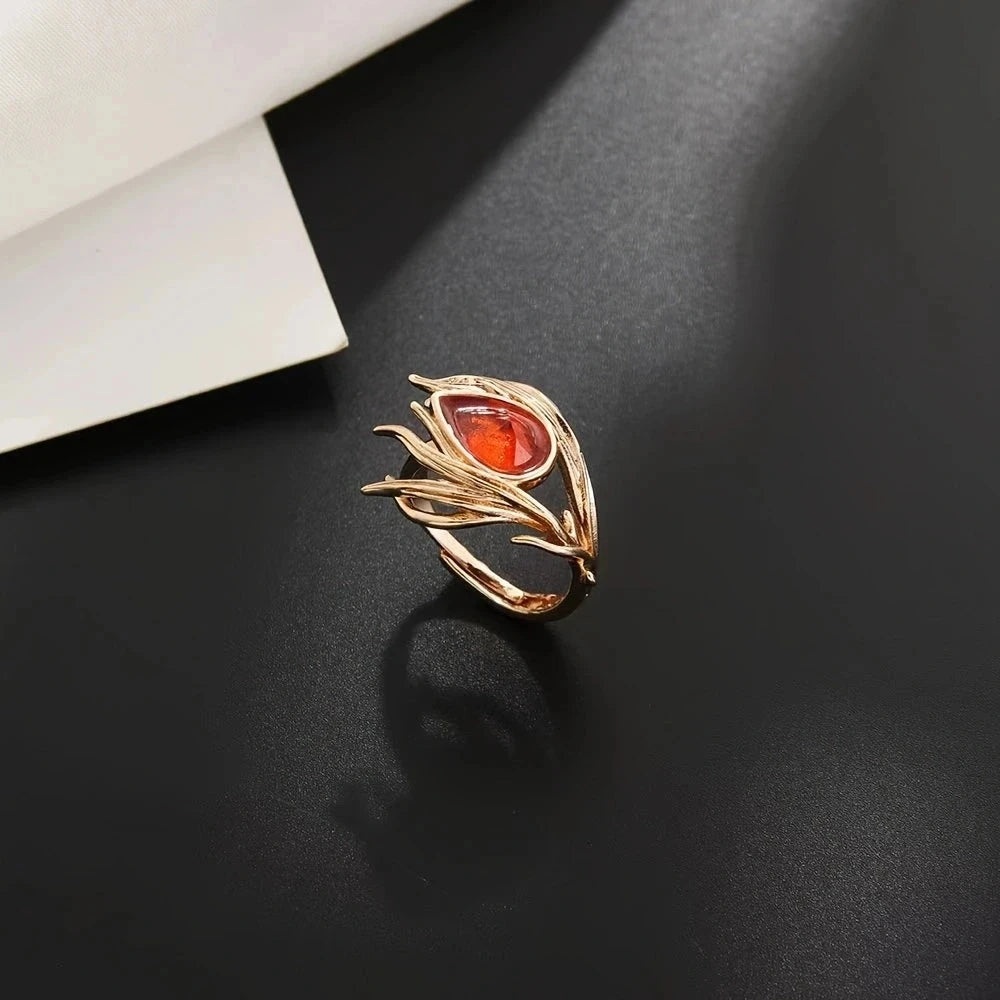 Flame Phoenix Orange Crystal Ring