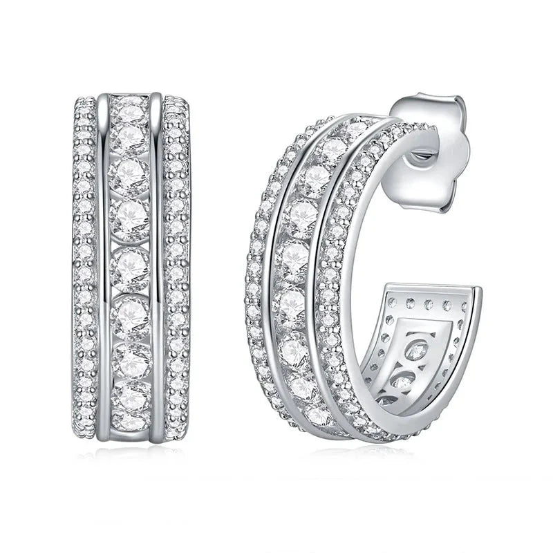 Elegant Geometric C-Shaped Zircon Earrings for WomenE4647