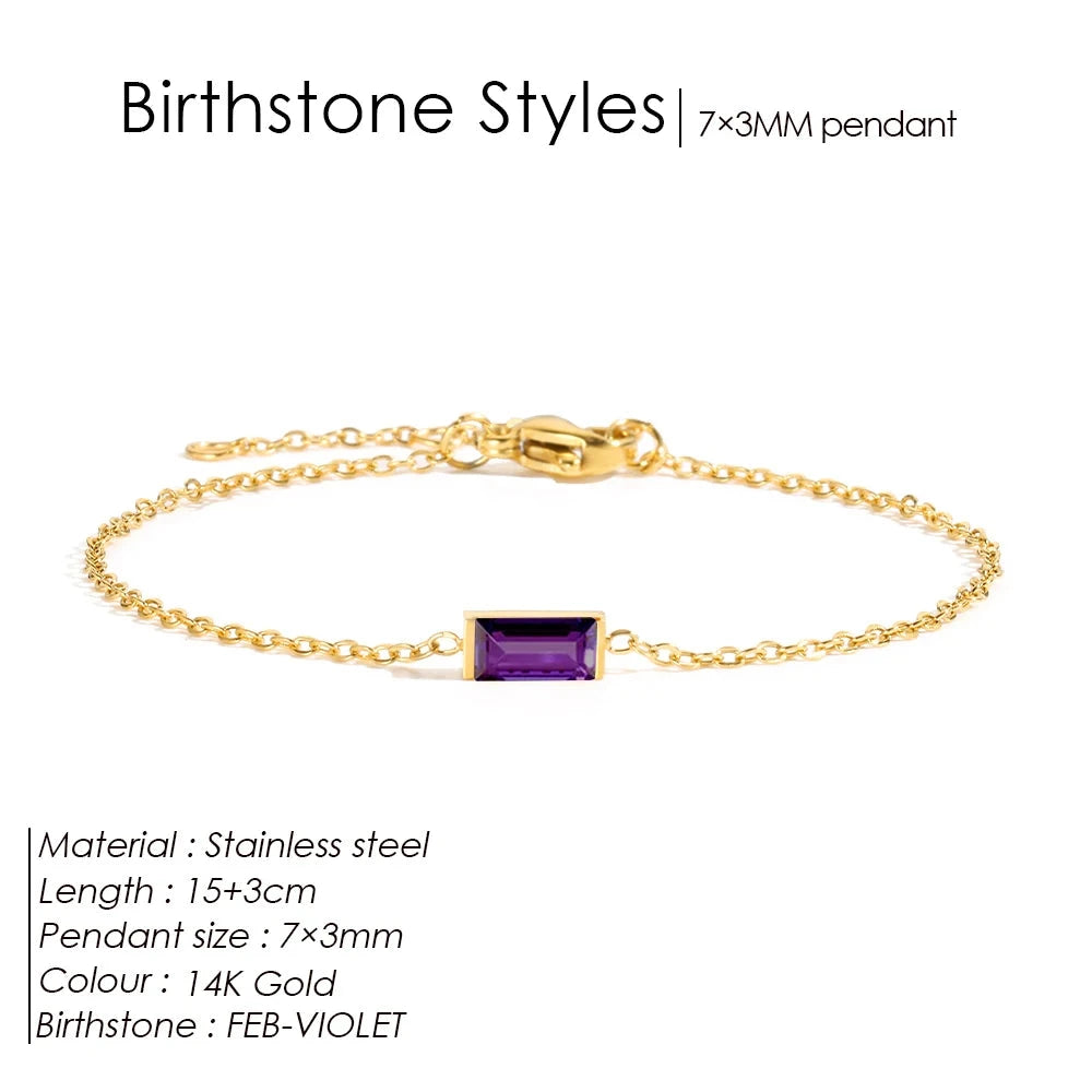 Birthstone Bracelet Sparkling Rhinestone BangleYS36100-February15 Extend 3CM