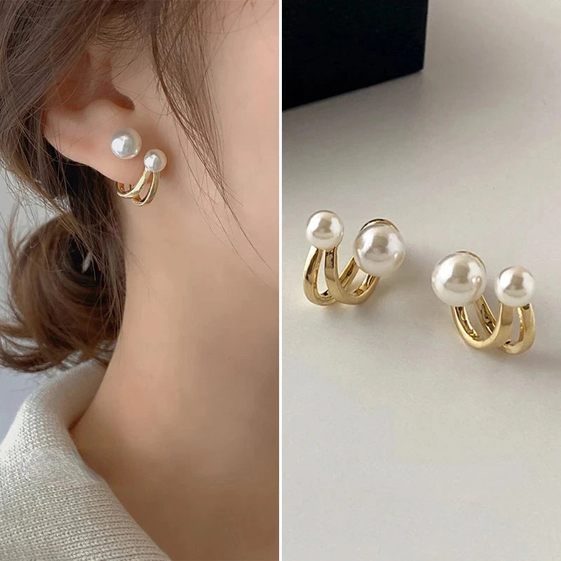 2024 New Retro Light Luxury Pearl Stud Earrings Korean Simple Jewelry Christmas Party Girl's Temperament Accessories For Woman01