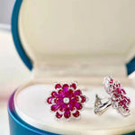 Rain Luxury 100% 925 Sterling Silver Ruby High Carbon Diamonds