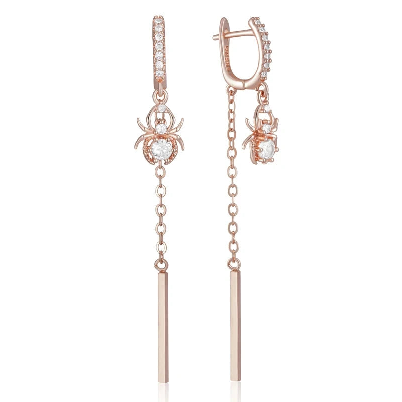 Rose Gold Long Tassel Spider Dangle Earrings For WomenH2592
