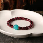 Natural Garnet Stone & Pink Crystal & Agate & Amazonite Female Beads BraceletAmazonite