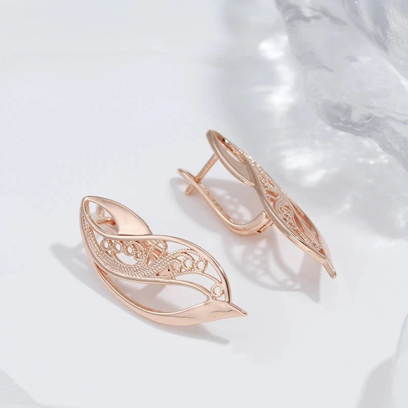 Glossy Hollow Dangle Earrings for Women – Rose Gold Ethnic Bridal Jewelry