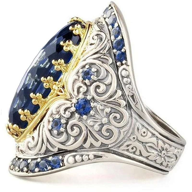 Retro Vintage Two-Tone Zircon Ring