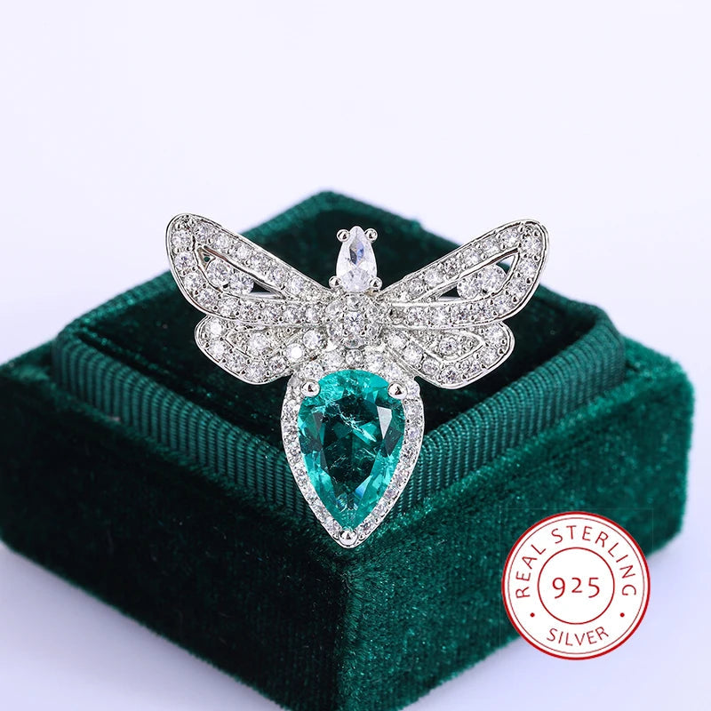 Water Drop Emerald Butterfly Shape Jewelry Ring9