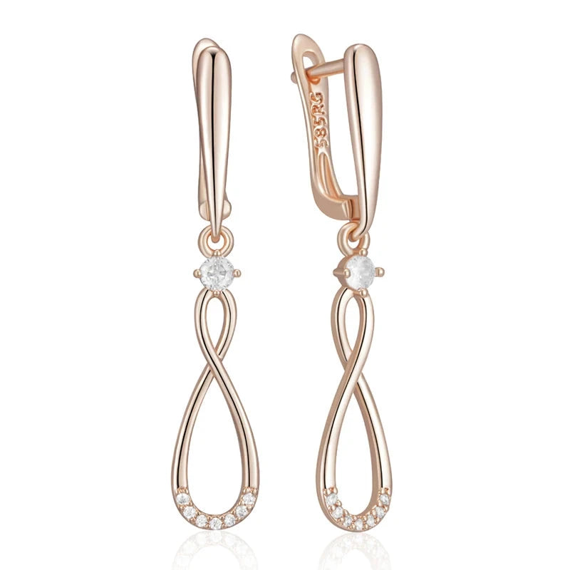 Long Rose Gold Zircon Dangle Earrings for WomenH2500