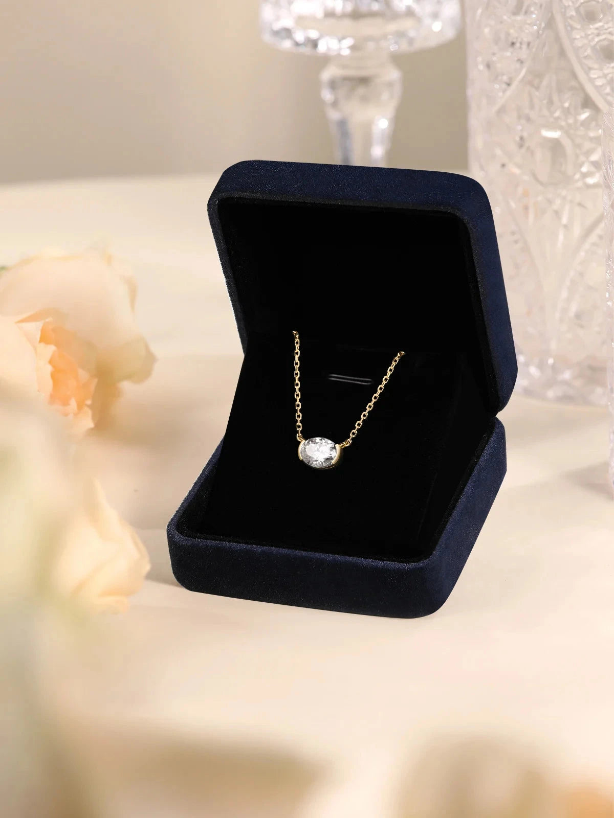 Oval Moissanite Pendant Necklace for Women