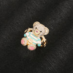 Clothed Teddy Bear ring original zircon