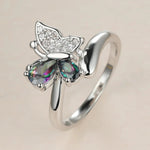 Multi-Colored Cubic Zirconia Butterfly Ring for Women